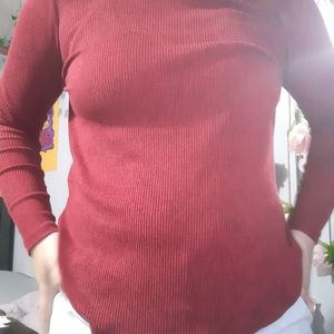 Long sleeved, red sweater